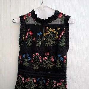 Floral Embroidered Black Dress